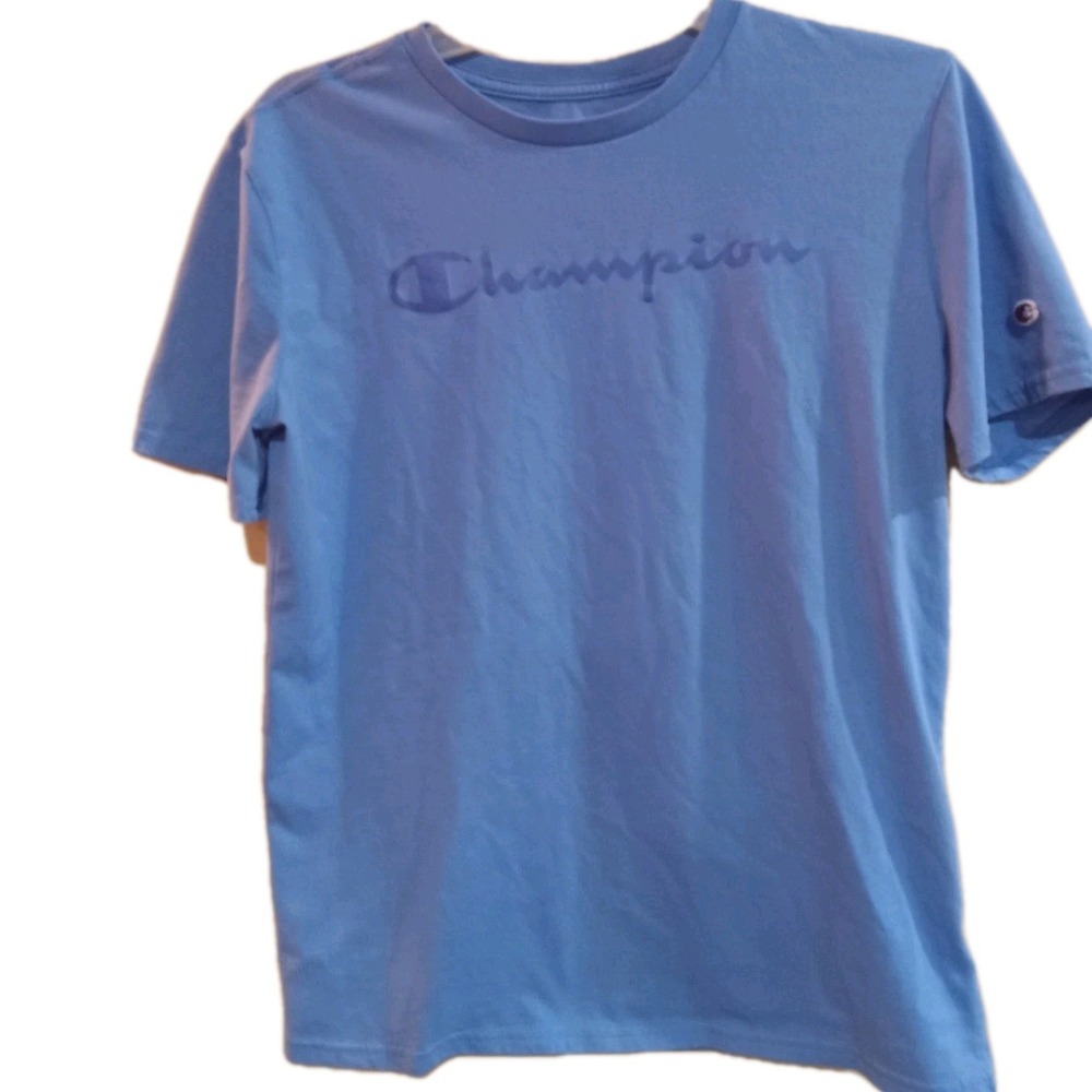 Champion‎ Shirt Youth Size XL (18/20) Blue Script Logo Short Sleeve Activewear